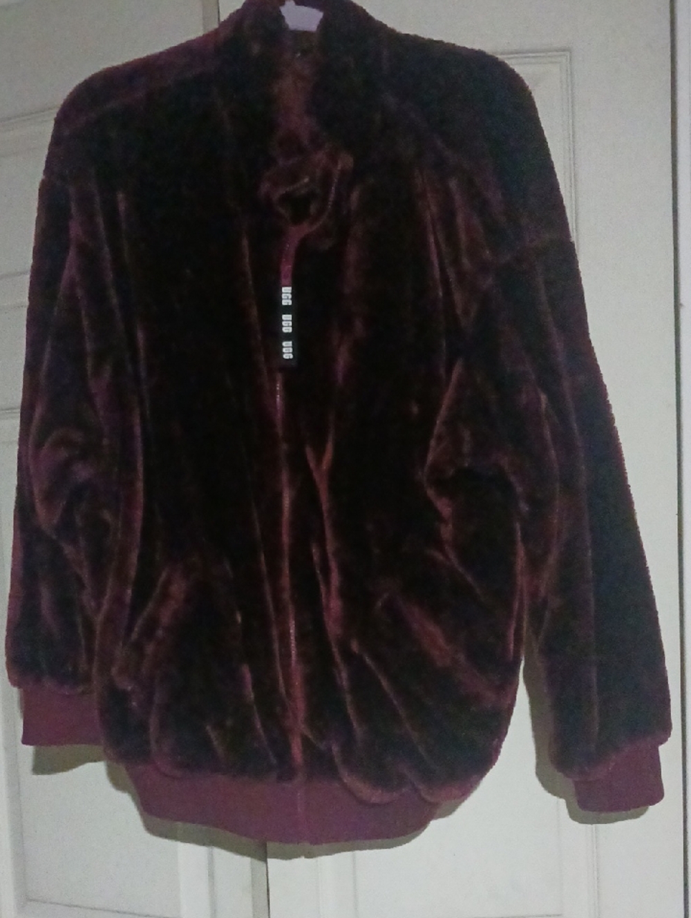 UGG Plush Faux Fur Bomber Jacket - Wine